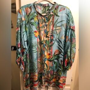 Johnny Was Floral Tropical Blouse